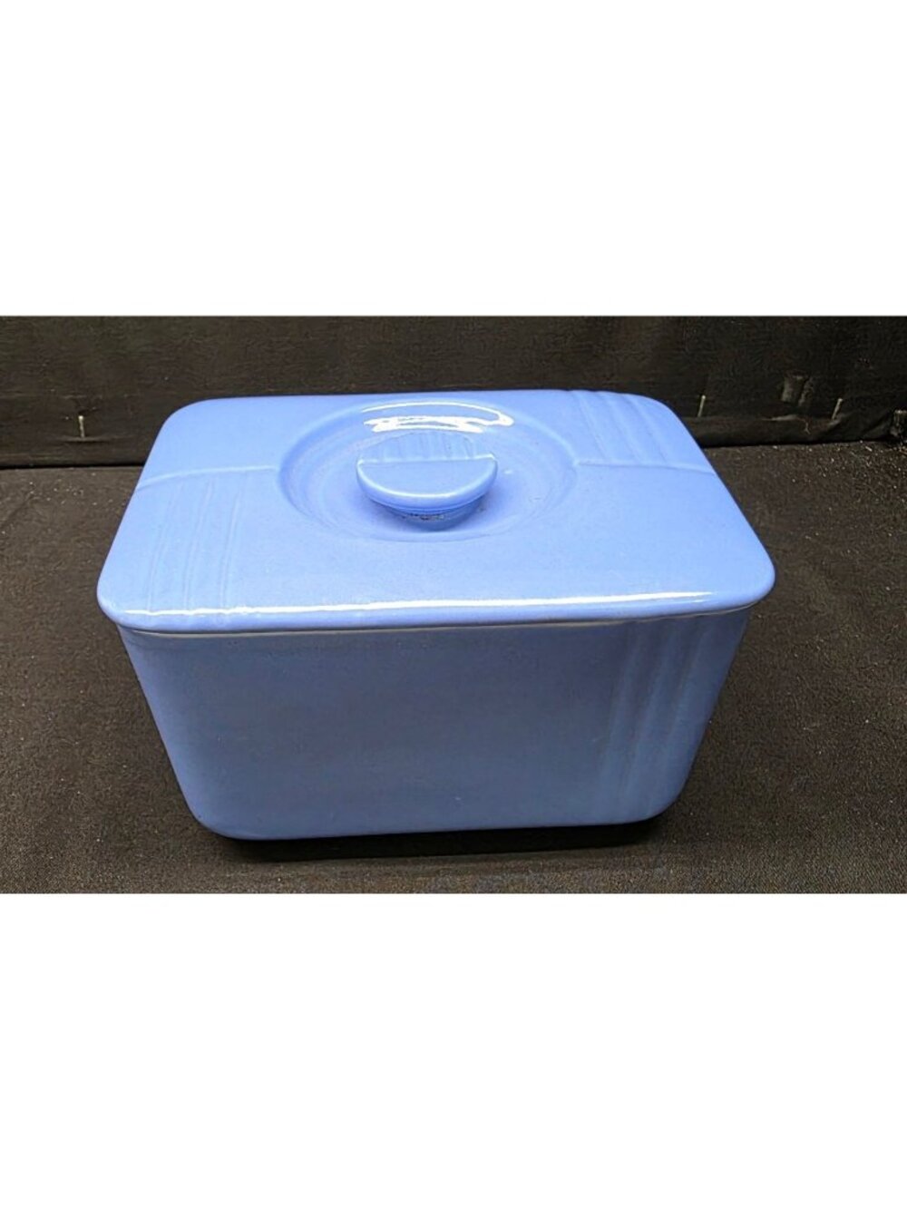 Vintage Hall China Co. Westinghouse Blue Covered Refrigerator Dish Art Deco
